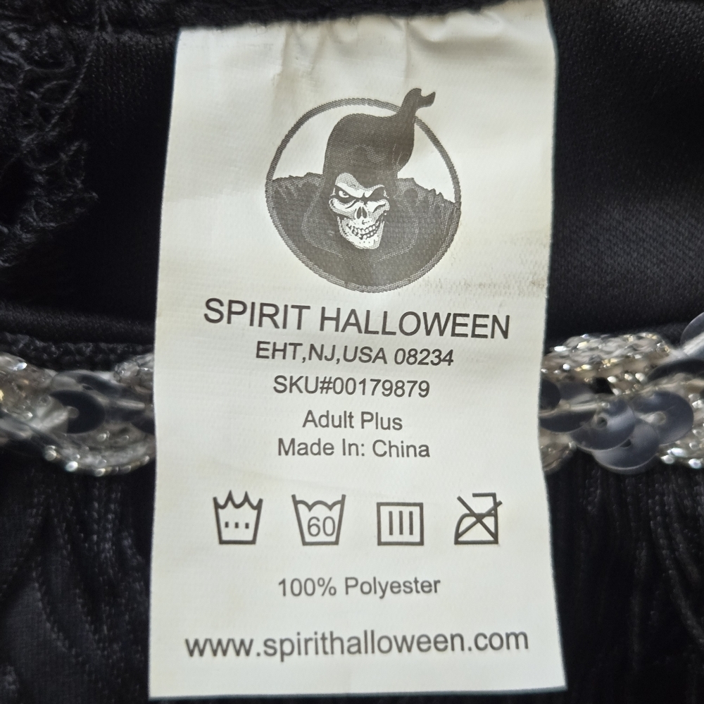 *SOLD* Spirit Halloween Flapper Dress, Black Fringe Mini Dress w Silver Sequins - Picture 4 of 5